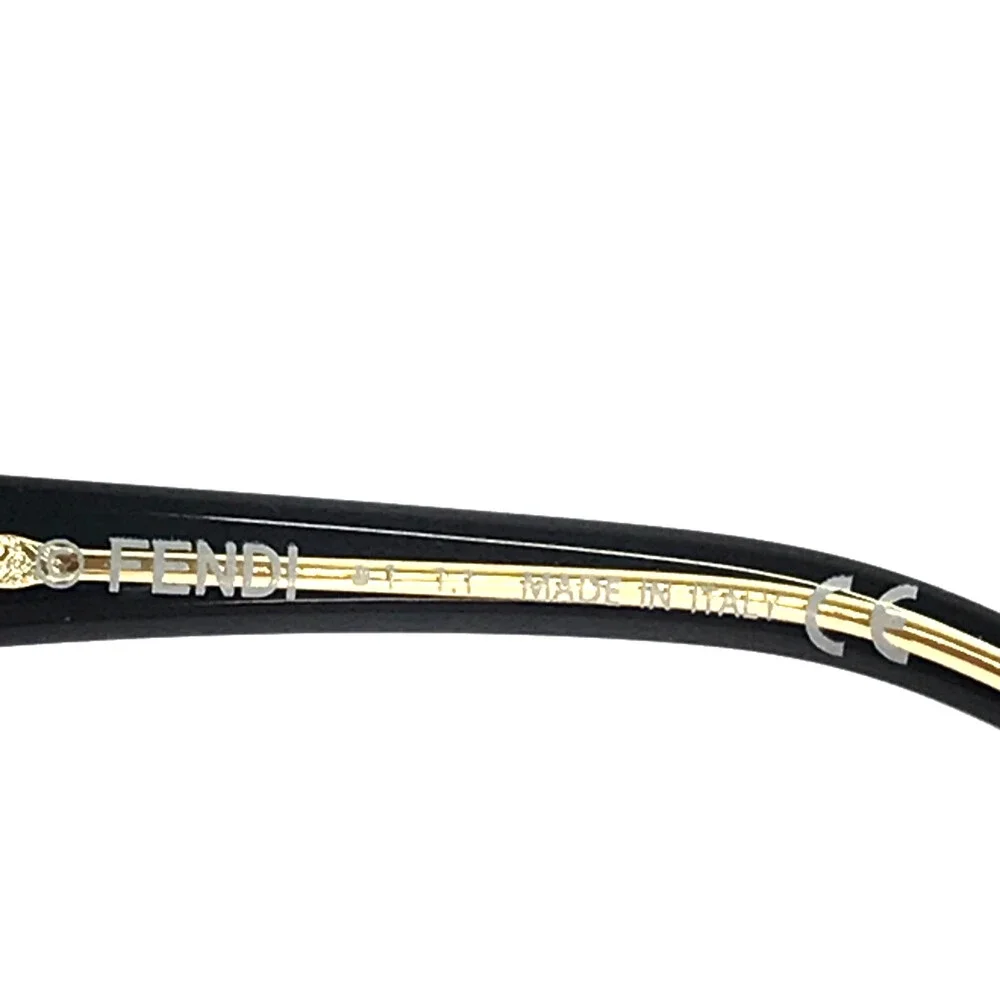 Fendi Eyeglasses Frames FE50006I 001 Shiny Black Gold Cat Eye Full Rim 53-17-140